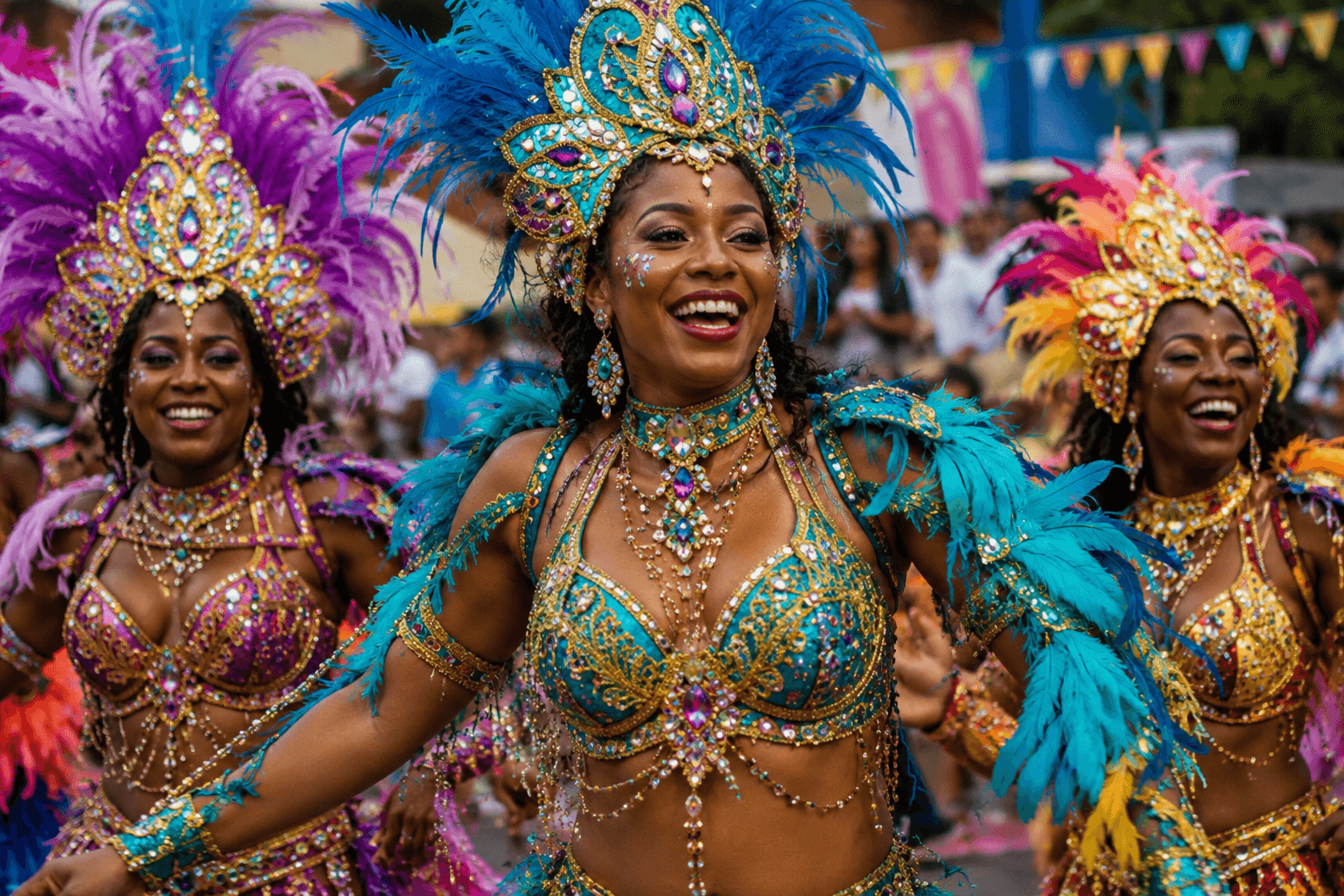 Caribbean carnival dancers