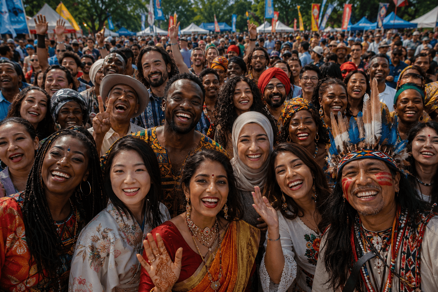 Diverse multicultural crowd
